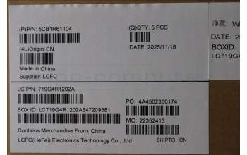 Lenovo 5CB1R61104 C-Cover with keyboard, French, Luna Grey, DIS, US