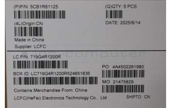 Lenovo 5CB1R61125 C-Cover with keyboard, UK English, Luna Grey, DIS, UK