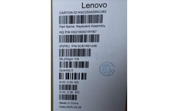 Lenovo 5CB1R61248 C-Cover with keyboard, French, Luna Grey, FingerPrint, Puresight Logo, US