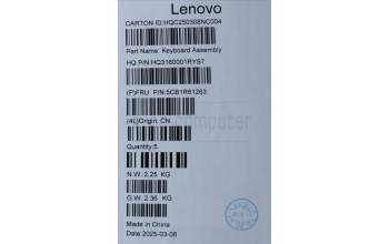 Lenovo 5CB1R61263 C-Cover with keyboard, Russian, Luna Grey, Non-FingerPrint, Puresight Logo, US