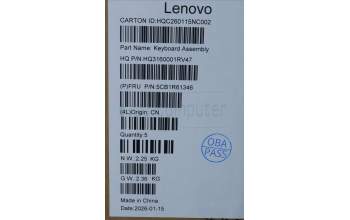 Lenovo 5CB1R61346 C-Cover with keyboard, Ukraine, Seashell, Non-FingerPrint, Puresight Logo, US