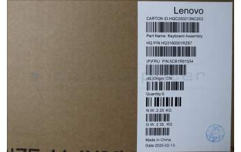 Lenovo 5CB1R61554 C-Cover with keyboard, German, Luna Grey, Non-FingerPrint, Non-Puresight Logo, UK