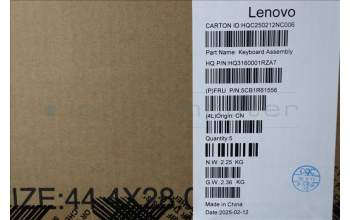 Lenovo 5CB1R61556 C-Cover with keyboard, Norwegian, Luna Grey, Non-FingerPrint, Non-Puresight Logo, UK