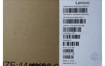 Lenovo 5CB1R61566 C-Cover with keyboard, US English Euro, Luna Grey, Non-FingerPrint, Non-Puresight Logo, US