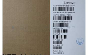 Lenovo 5CB1R61567 C-Cover with keyboard, English, Luna Grey, Non-FingerPrint, Non-Puresight Logo, US