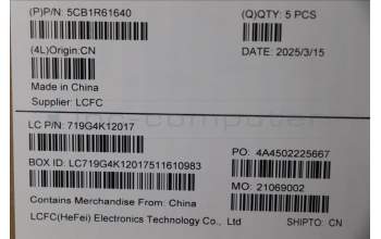 Lenovo 5CB1R61640 C-Cover with keyboard, Belgian, Luna Grey, Puresight Logo, Screw, UK