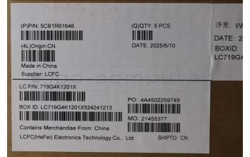 Lenovo 5CB1R61646 C-Cover with keyboard, French, Luna Grey, Puresight Logo, Screw, US