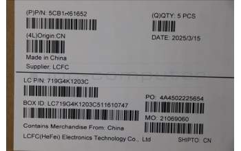 Lenovo 5CB1R61652 C-Cover with keyboard, Hungarian, Luna Grey, Puresight Logo, Screw, UK