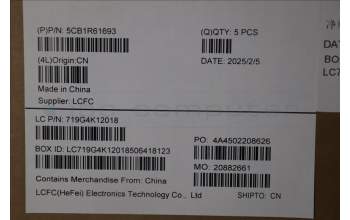 Lenovo 5CB1R61693 C-Cover with keyboard, Switzerland, Luna Grey, Non-Puresight Logo, Screw, UK