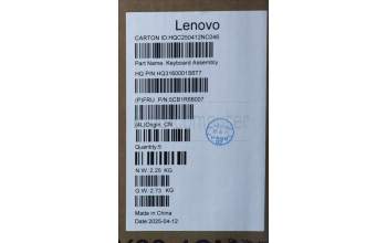 Lenovo 5CB1R68007 C-Cover with keyboard, Portuguese, Luna Grey, Puresight Logo, FingerPrint, UK