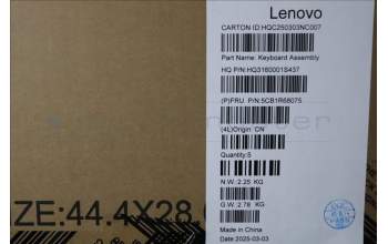 Lenovo 5CB1R68075 C-Cover with keyboard, Switzerland, Luna Grey, Puresight Logo, Non-FingerPrint, UK