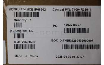 Lenovo 5CB1R68302 C-Cover with keyboard, Arabic, Luna Grey, Puresight Logo, US