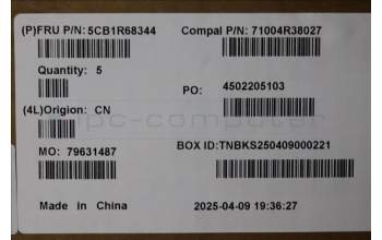 Lenovo 5CB1R68344 C-Cover with keyboard, German, Luna Grey, Non-Puresight Logo, UK