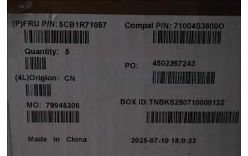 Lenovo 5CB1R71057 C-Cover with keyboard, US English Euro, Luna Grey, US