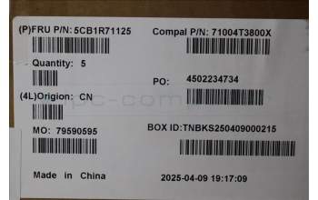 Lenovo 5CB1R71125 C-Cover with keyboard, UK English, Luna Grey, UK