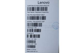 Lenovo 5CB1R71267 C-Cover with keyboard, Italian, Tidal Teal, Non-FingerPrint, Puresight Logo, UK