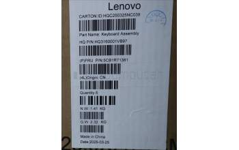 Lenovo 5CB1R71381 C-Cover with keyboard, Hebrew, Tidal Teal, Non-FingerPrint, Non-Puresight Logo, US
