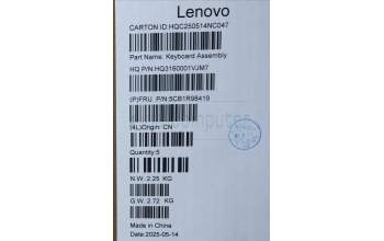 Lenovo 5CB1R98419 C-Cover with keyboard, Italian, Seashell, FingerPrint, Puresight Logo, UK
