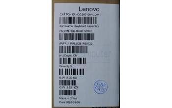 Lenovo 5CB1R99722 C-Cover with keyboard, US English Euro, Seashell, FingerPrint, Non-Puresight Logo, US