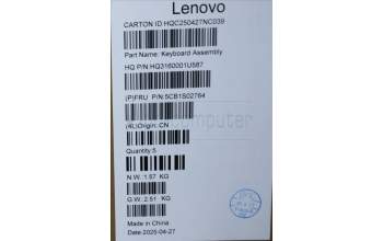 Lenovo 5CB1S02764 C-Cover with keyboard, Slovenian, Luna Grey, Backlight, Non-FingerPrint, UK