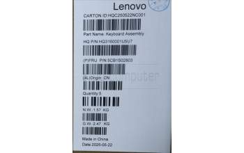 Lenovo 5CB1S02803 C-Cover with keyboard, German, Luna Grey, Non-FingerPrint, UK