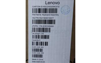 Lenovo 5CB1S05093 C-Cover with keyboard, Nordic, Luna Grey, Backlight, Non-FingerPrint, UK