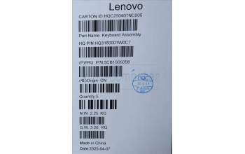 Lenovo 5CB1S05098 C-Cover with keyboard, US English Euro, Luna Grey, Backlight, Non-FingerPrint, US
