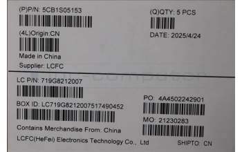 Lenovo 5CB1S05153 C-Cover with keyboard, Hebrew, Luna Grey, Non-Backlight, FingerPrint, US