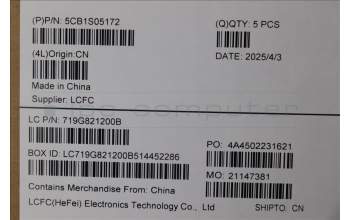 Lenovo 5CB1S05172 C-Cover with keyboard, Belgian, Luna Grey, Backlight, FingerPrint, UK