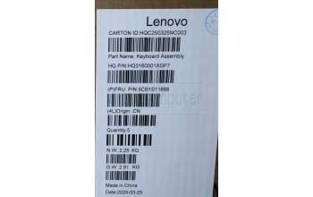 Lenovo 5CB1S11888 C-Cover with keyboard, English, Cosmic Blue, Backlight, US