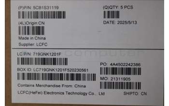 Lenovo 5CB1S31119 C-Cover with keyboard, Italian, Eclipse Black, White Backlight, UK