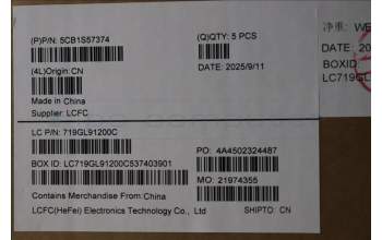 Lenovo 5CB1S57374 C-Cover with keyboard, Danish, ClickPad, w/Screw, UK