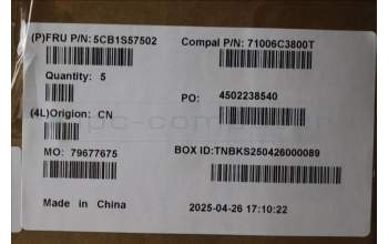 Lenovo 5CB1S57502 C-Cover with keyboard, English, White Backlight, US