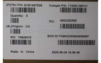 Lenovo 5CB1S57539 C-Cover with keyboard, Hebrew, RGB Backlight, US