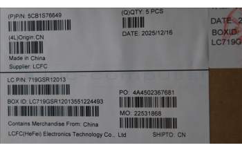 Lenovo 5CB1S76649 C-Cover with keyboard, Belgian, Eclipse Black, White Backlight, Painting, UK