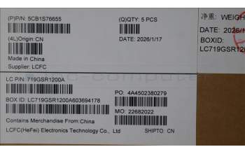 Lenovo 5CB1S76655 C-Cover with keyboard, French, Eclipse Black, White Backlight, Painting, US