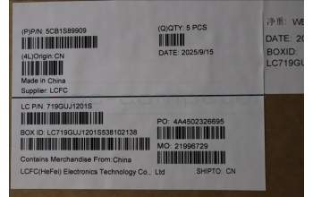 Lenovo 5CB1S89909 C-Cover with keyboard, French, Eclipse Black, White Backlight, Anodizing Sandblasting, US