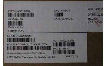 Lenovo 5CB1T10068 C-Cover with keyboard, UK English, White Backlight, UK