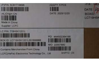 Lenovo 5CB1T18696 C-Cover with keyboard, German, Luna Grey, Backlight, UK