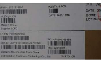 Lenovo 5CB1T18700 C-Cover with keyboard, Icelandic, Luna Grey, Backlight, UK