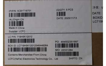 Lenovo 5CB1T18701 C-Cover with keyboard, Italian, Luna Grey, Backlight, UK