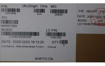 Lenovo 5CB1T94409 COVER, 83SK, Hinge Cap, Luna Grey