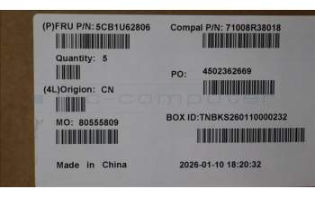 Lenovo 5CB1U62806 C-Cover with keyboard, US English Euro, 1-Zone RGB Backlight, US