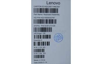 Lenovo 5CB1U73129 C-Cover with keyboard, English, Luna Grey, Backlight, US