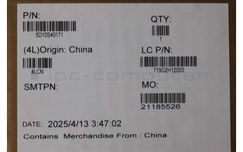 Lenovo 5D10S40171 Lenovo LCD Module, 15\", WQXGA, Non_Touch, Glare, OLED, 500nit, 100%DCI-P3, Luna Grey, W/HD Camera