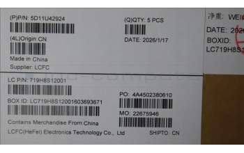 Lenovo 5D11U42924 Lenovo LCD Module, 16\", 2.8K, Non-Touch, Glare, OLED, 500nit, 100%DCI-P3, Color Calibration