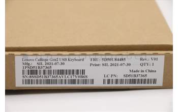 Lenovo 5D50U84485 Keyboard External,USB,UK English,White,Non_Backlight