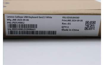 Lenovo 5D50U84560 Keyboard External,USB,UK English,White