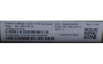 Lenovo 5D50U84599 Keyboard External,USB,Spanish,Black