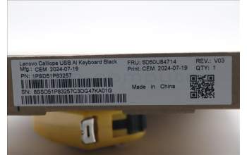 Lenovo 5D50U84714 AI Keyboard External,USB,Belgium English,Black